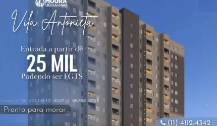 Apartamento para Venda em São Paulo, Vila Antonieta, 2 dormitórios, 1 banheiro, 1 vaga