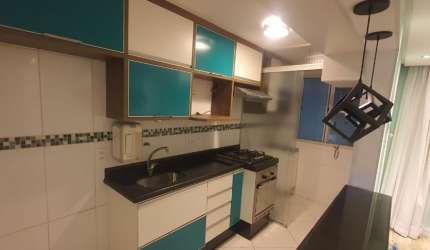 Apartamento no Parque São Vicente com 59m², 2 dormitórios, sala, cozinha americana, área de serviço, 1 vaga de garagem.