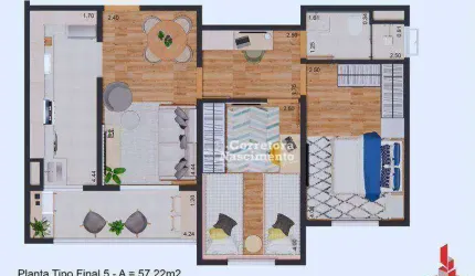 Apartamento com 2 dormitórios à venda, 57 m² por R$ 299.800,00 - Jardim Santa Maria - Jacareí/SP
