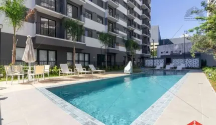Apartamento Tipo Studio Pinheiros à 100 Metros Metrô Faria Lima, 1 quarto, 1 suíte, Sala 2 Ambientes com Sacada, 1 banheiro, piscina, academia e mais