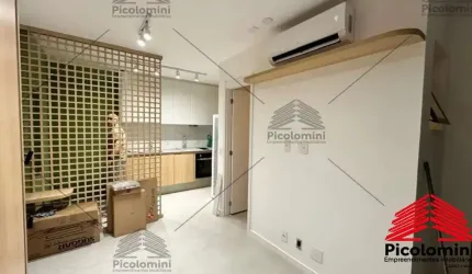 Studio a venda no Paraíso de 25 m², 1 dormitório, 1 banheiro, lavanderia, área de serviço, moveis planejados, mobiliado, ar condicionado, varanda