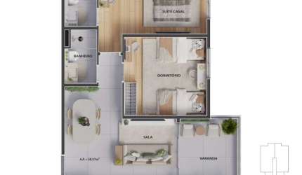 Apartamento 2dorm/1Suíte -58,57m² - Massaguaçu - Caraguatatuba-SP