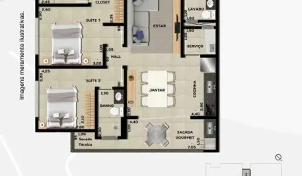 Apto 2dorm/2Suítes - 78,92m²- Itaguá - Ubatuba-SP