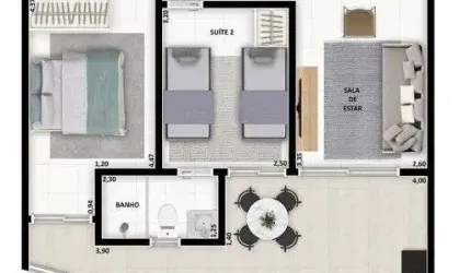 Unidade Térrea - Apto 2dorm/2Suítes - 78,19m²- Praia Grande- Ubatuba-SP