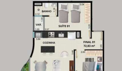 Apartamento 2dorm/2 suítes  - 72,83m² - Itaguá - Ubatuba-SP