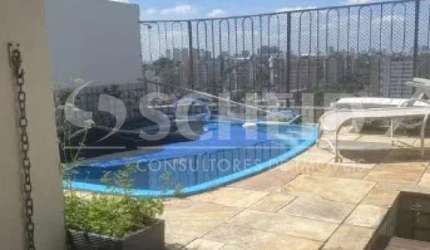 Cobertura Duplex Morumbi 223m², 3 quartos, 1 suíte, cozinha,piscina, churrasqueira, lareira,3 vagas.