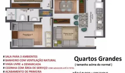 Apartamento novo com 2 quartos, peças amplas 1 vaga de estacionamento demarcada.