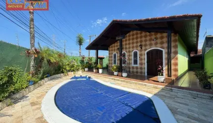 400 METROS DA PRAIA CASA COM PISCINA3 QUARTOS,146 m² por R$ 425.000 - Balneário Flórida Mirim