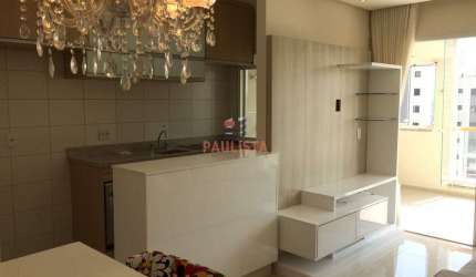 APARTAMENTO  1 DORMITÓRIO, SALA, COZINHA AMERICANA COM LAVANDERIA, VARANDA GRANDE COM 1 VAGA,  VIST