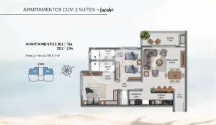 Apartamento novo com 2 suítes codigo: 78488