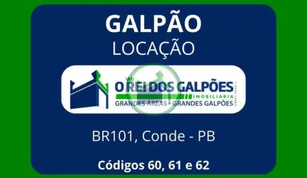 Galpões Comerciais, Margens da BR 101, 2.500m², 5.000m² e 7.500m², no Conde - PB