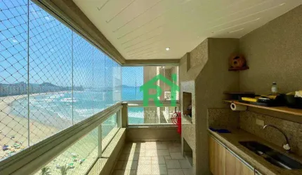 Apartamento FRENTE MAR, 4 dormitórios (suítes), Varanda Gourmet, 2 vagas, Jardim Astúrias – Guarujá.