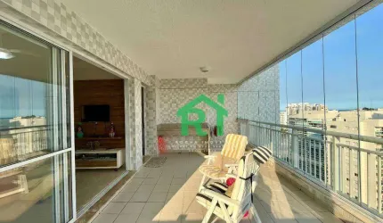 Apartamento à beira mar com 3 dormitórios (1 suíte), 2 vagas, área de lazer, Jardim Astúrias, Guarujá/SP