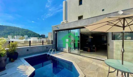 Cobertura à beira mar com 3 quartos (3 suítes), 2 vagas, lazer, Pitangueiras, Guarujá/SP