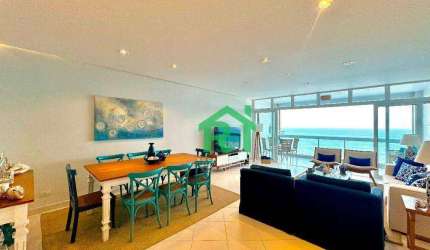 Apartamento frente ao mar, vista livre para o mar com 4 dormitórios sendo 3 suítes, à venda, 190 m² por R$ 1.960.000 - Pitangueiras - Guarujá/SP