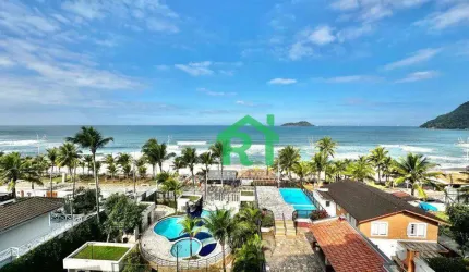 Apartamento reformado, frente mar, vista mar, 3 dormitórios (3 suítes), 2 vagas, Tombo, Guarujá/SP.