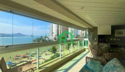 Apartamento à beira mar com 4 dormitórios (4 suítes), 2 vagas, lazer, Jardim Astúrias, Guarujá/SP