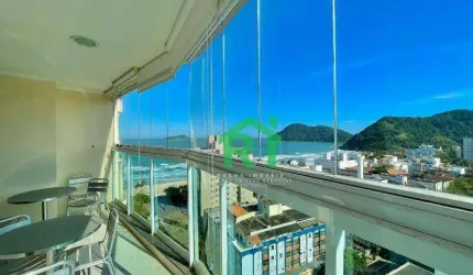 Apartamento à beira mar com 3 dormitórios (1 suíte), 2 vagas, área de lazer, Tombo, Guarujá/SP