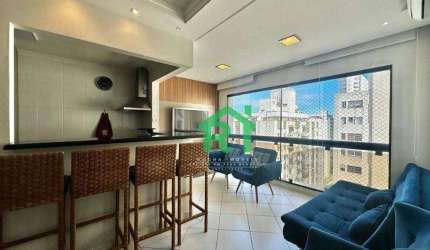 Apartamento beira mar, reformado, 1 dormitório, 2 vagas, lazer, Pitangueiras, Guarujá/SP.