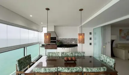 Apartamento Frente Mar, 3 Dormitórios (3 Suítes), Área de Lazer, Pitangueiras, Guarujá/SP
