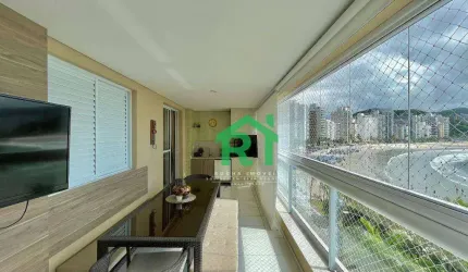 Apartamento frente mar com 3 dormitórios (1 suíte), 2 vagas, lazer, Jardim Astúrias, Guarujá/SP