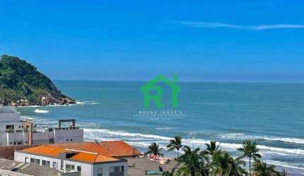 Apartamento à beira mar com 2 dormitórios (2 suítes), 2 vagas, área de lazer, Tombo, Guarujá/SP