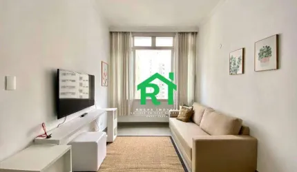 Apartamento Beira Mar com 1 dormitórios (1 suíte), Praia das Pitangueiras -  Guarujá/SP