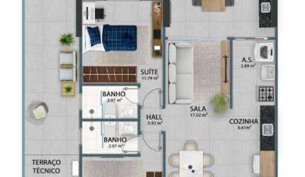 Apartamento à venda, 90 m² por R$ 829.760,00 - Vila Guilhermina - Praia Grande/SP
