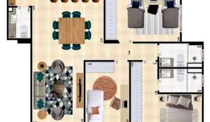 Apartamento com 3 dormitórios à venda, 115 m² por R$ 874.000,00 - Vila Assunção - Praia Grande/SP
