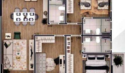 Apartamento com 3 dormitórios à venda, 125 m² por R$ 1.360.000,00 - Canto do Forte - Praia Grande/SP