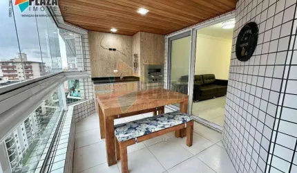 Apartamento mobiliado com 3 quartos em prédio com lazer completo, disponível para alugar no bairro Canto do Forte, em Praia Grande/SP.