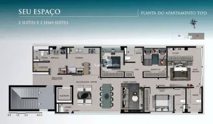 Apartamento de 4 quartos e 3 vagas a venda - Lourdes.
