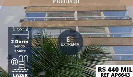 Apartamento com Vista para o mar de 2 dormitórios sendo 1 suite  à venda por R$ 440.000,00 - Caiçara - Praia Grande/SP