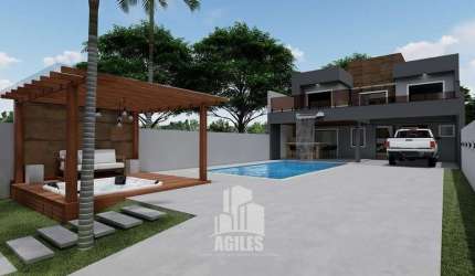 Sobrado de luxo na planta, a 70m do mar