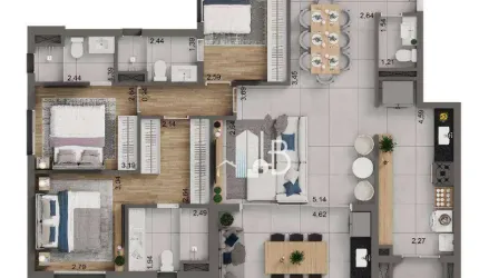 Apartamento com 3 dormitórios à venda, 120 m² por R$ 968.912,74 - Jardim Karaíba - Uberlândia/MG