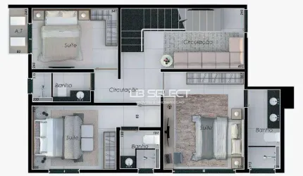 Cobertura Duplex com três suítes e varanda gourmet.