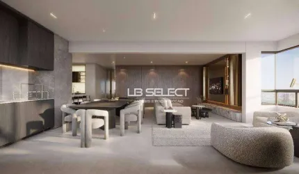 Apartamento no Parque Una com duas suítes e varanda gourmet.