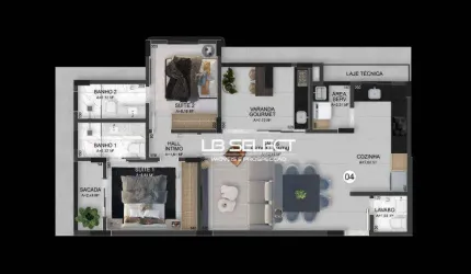Apartamento com dois quartos, sendo duas suites e varanda gourmet.