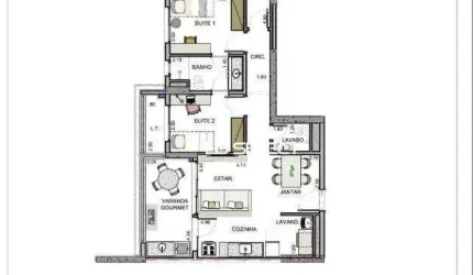 Apartamento no bairro Gávea com três quartos, uma suíte e duas semi suítes e varanda gourmet,