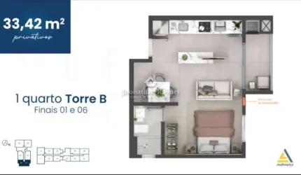 Kitnet / Stúdio à venda na Rua Austrália, Centro, Pinhais, 33 m2 por R$ 245.000