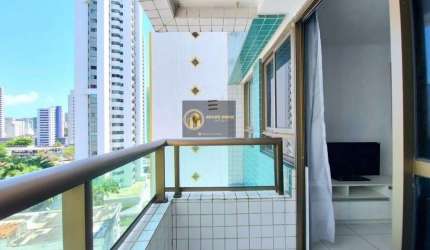 Flat Mobiliado com 65m2 com 2 quartos, 1 suíte, 1 vaga garagem, para locação em Recife, Boa Viagem