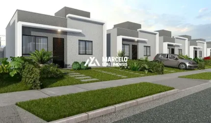 Casa solta medindo 48.77m², com 2 quartos dentro de condomínio fechado, com laze