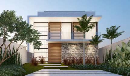 Linda  casa contemporânea a venda na Barra da Tijuca no Condomínio Santa Monica Personal Houses com 4 Suítes em um terreno de 510 m2 e 520 m² de  área construída, churrasqueira, sauna em uma bela área