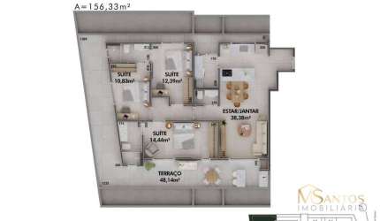 Cobertura com 3 dormitórios à venda, 156 m² por R$ 2.626.344,00 - Cacupé - Florianópolis/SC