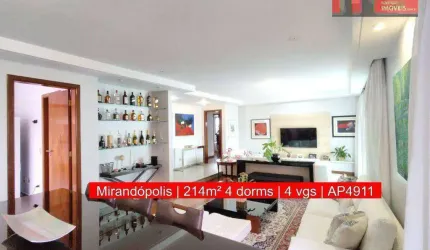 Apartamento R. Guarujá, 61 - Mirandópolis, 214m², 4 dorms, 4 vgs, dep., Condomínio Flor de Lotus