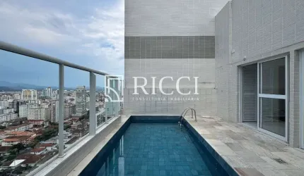 Cobertura de alto padrão à venda em Santos-SP, bairro Gonzaga, 4 quartos, 4 suítes, 2 salas, 5 banheiros, 3 vagas, 249m².