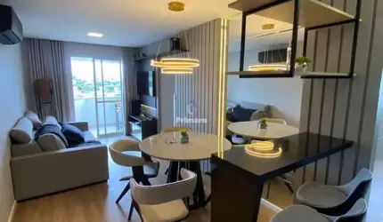 Apartamento de 2 quartos, sendo 1 suíte, sacada com churrasqueira, 1 garagem