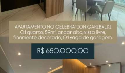 Apartamento à Venda no Celebration Garibaldi - VISTA LIVRE - 59 m² - Andar alto - 1 quarto suíte