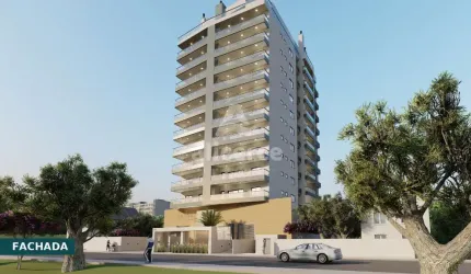 Cobertura vista mar com 3 suítes, 3 vagas, hobby box e sacada com churrasqueira em Barreiros - São José - SC, área construída de 356m².