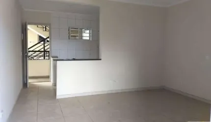Apartamento tipo Kitnet, quarto e sala integrados, varanda, cozinha, lavanderia, wc.